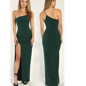 Keeper of My Heart Hunter Green One-Shoulder Maxi Dress Size Small NWOT